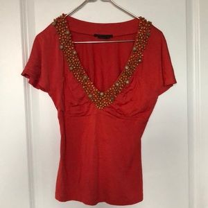BCBG wood bead trim top